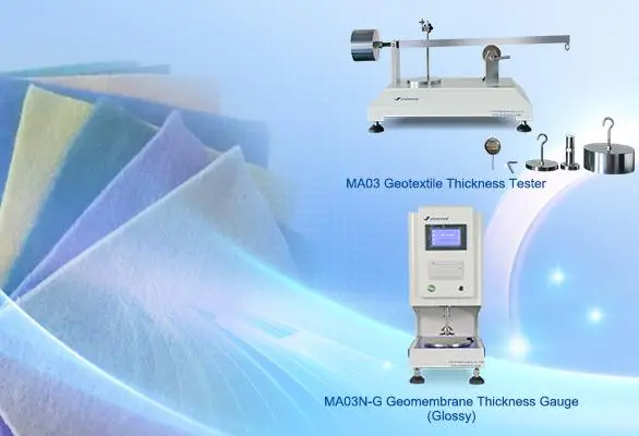 What are the methods for testing the thickness of geotextiles and geosynthetics?